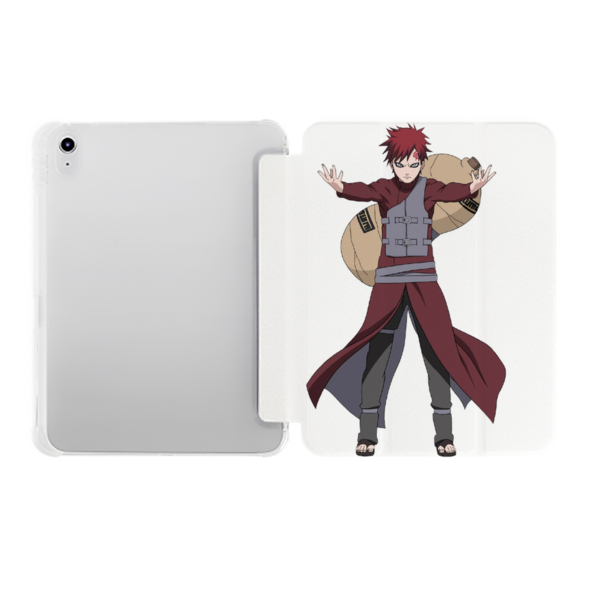 （画像用） NARUTO -ナルト- ガアラ Gaara IPad ケース ペン収納付き 三つ折りスタンド PUレザー×シリコン 対応機種9.5/10.5/10.9インチ